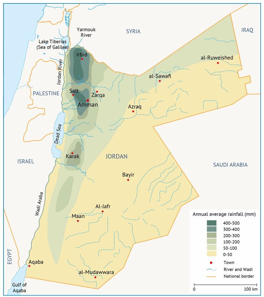 bản đồ của Jordan địa lý