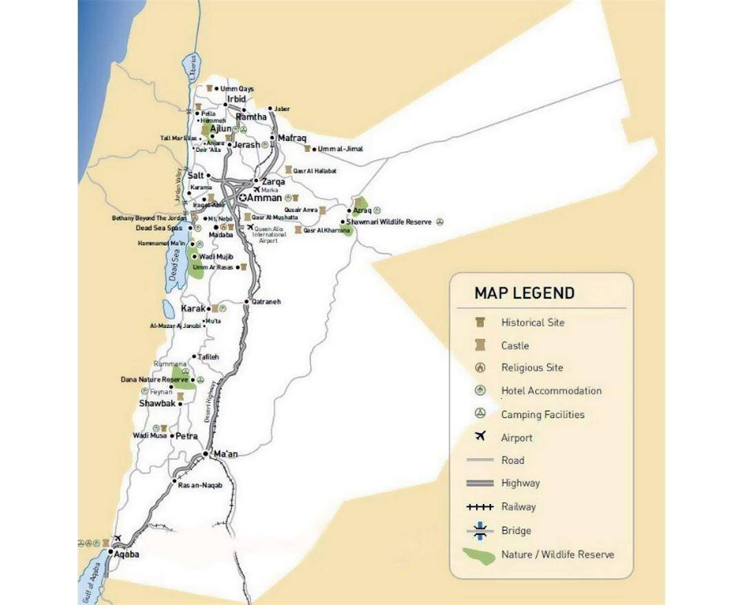 Jordan bản đồ du lịch