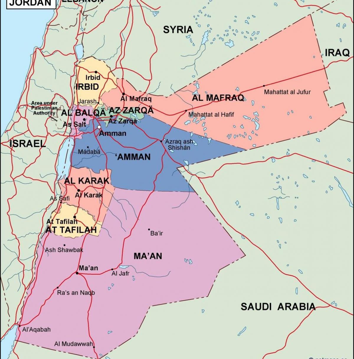 bản đồ của Jordan chính trị