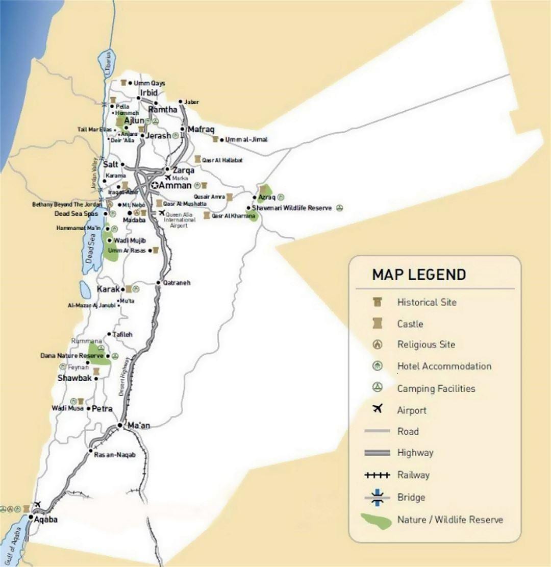 Jordan du lịch bản đồ