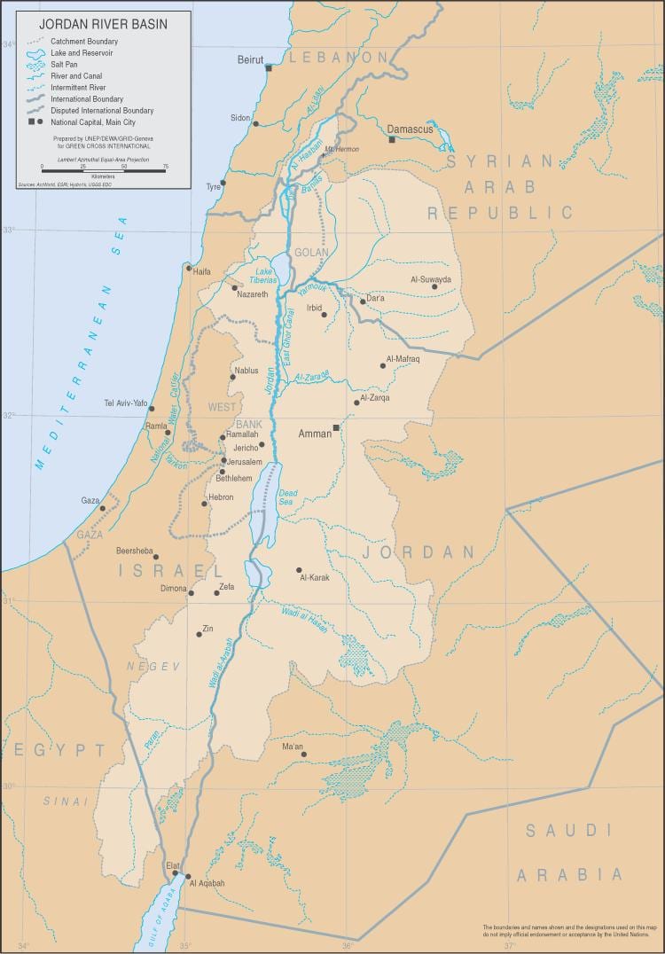 bản đồ của Jordan sông trên thế giới