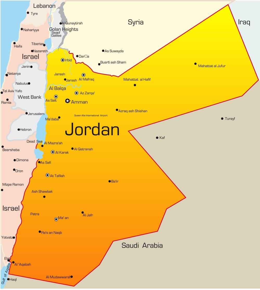 bản đồ của Jordan trung đông
